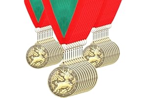 Loetere 30 Pcs/60 Pcs Christmas Medals Award Bulk 2" Gold Silver Christmas Medals Santa Run Reindeer Snowman Elf Gingerbread Man House Tree Trophy Awards for Xmas Party Ornament Favor Gift Prize