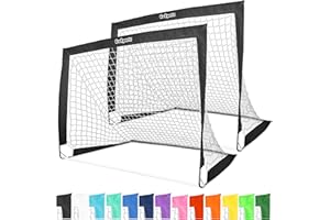 GoSports 4 x 3 ft Portable Soccer Goals for Kids - 13 Colors - Set of 2 Team Tone Pop Up Nets for Backyard