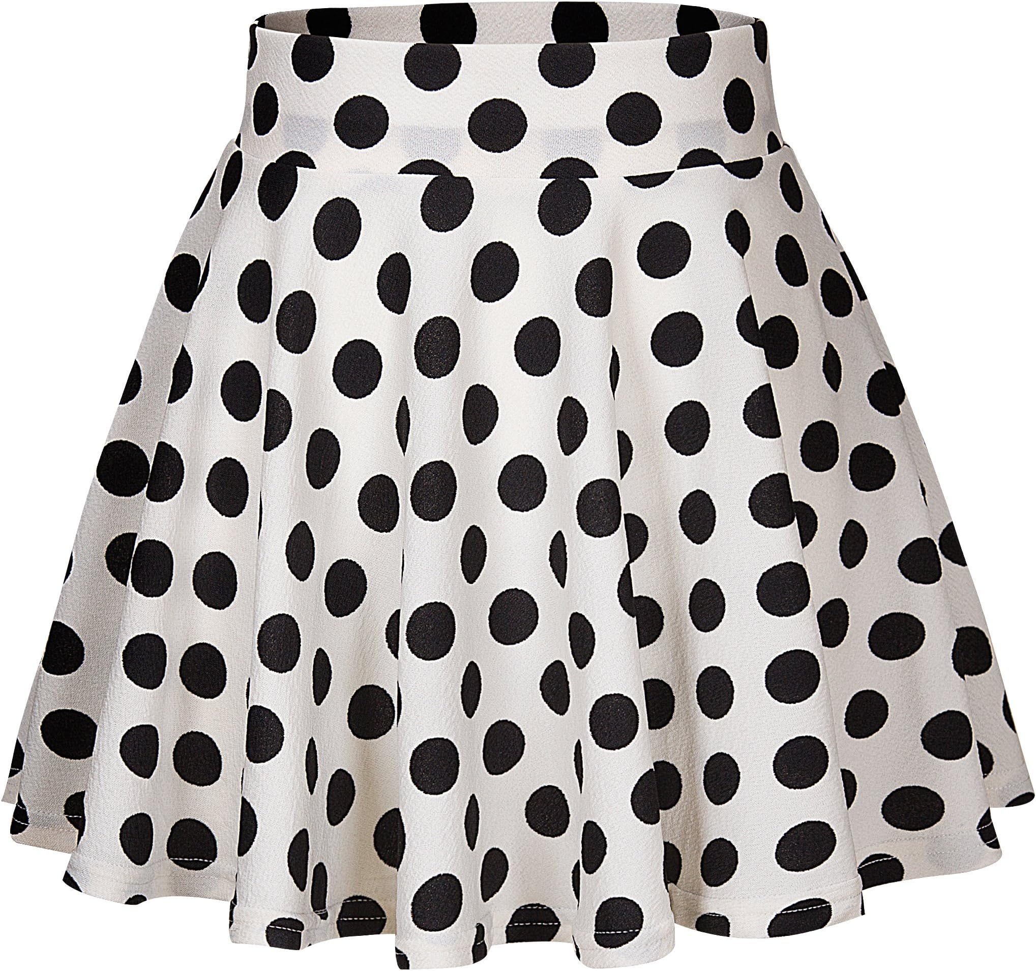 Women Stretch Waist Flared Pleated Skirt Casual Mini Skater Skirt