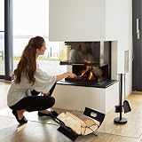 Relaxdays Metal Firewood Holder Large Modern Indoor Log Storage Rack Black view 3