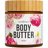 Rose Body Butter for Dry Skin with Whipped Shea Butter and Pure Essential Oil | Ultra Hydrating Rose Lotion for Women | All Natural Moisturizer for Dry Skin