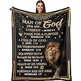 Henazin Christian Gifts for Men, Christian Blanket 60"X50", Catholic Gifts, Religious Gifts for Men, Man of God Gift, Baptism Gift, Bible Inspirational Spiritual Gifts for Dad Son Husband