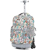 NEW TILAMI Rolling Backpack for Boy Suitcase School Adjustable Laptop Backpack with Wheels for Girl to School Travel Camping Boys Backpack Cute Cats 18 Inches