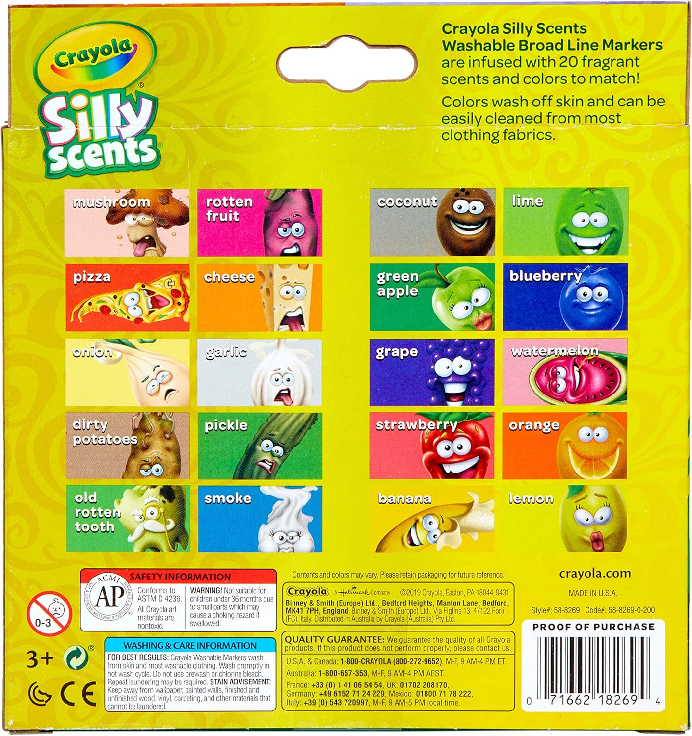 Crayola Silly Scents Sweet & Stinky Scented Markers, 20Count, Washable Markers, Gift for Kids, Age 3, 4, 5, 6: Toys & Games