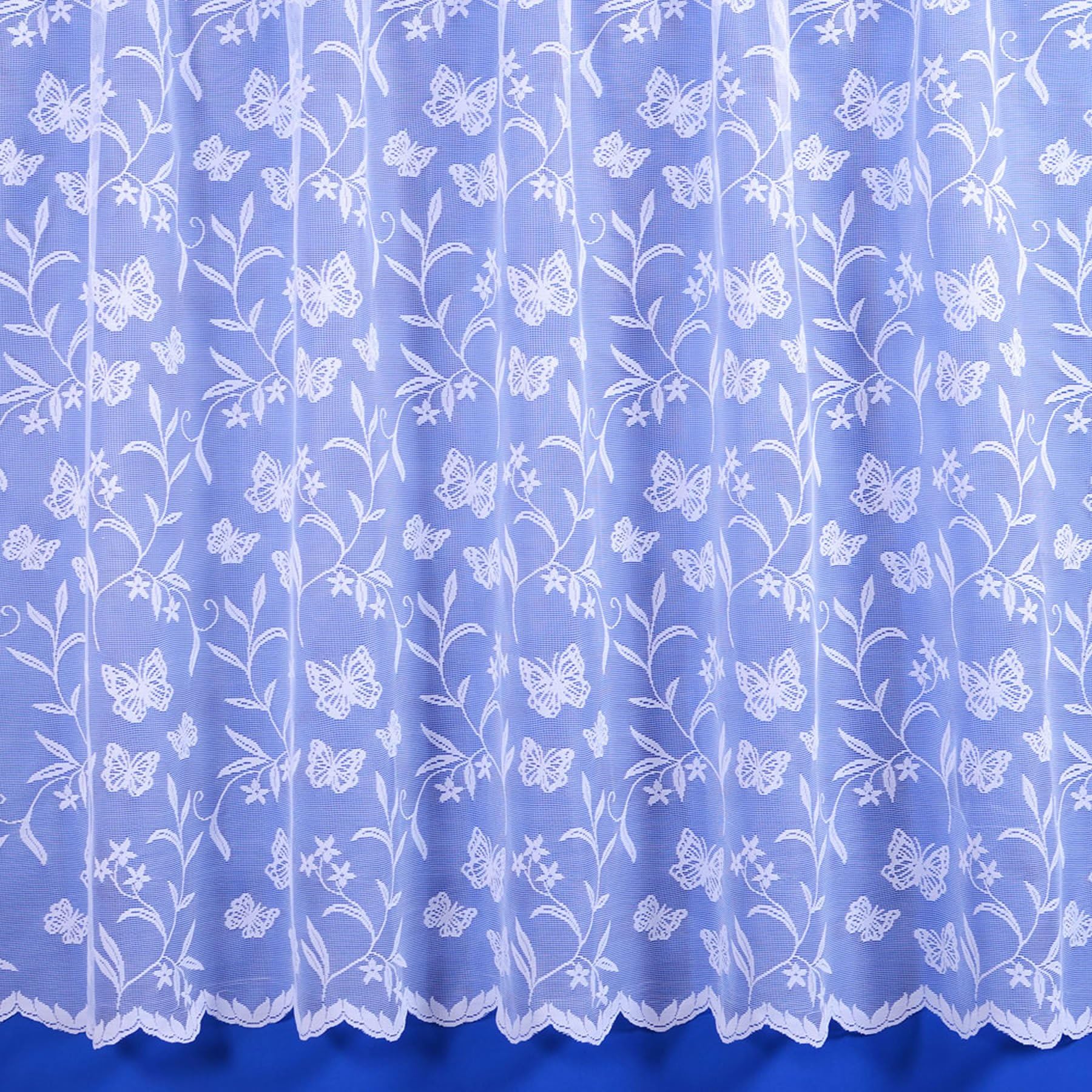 Meadow Butterfly Net Curtain In White - Sold By The Metre - 45" Drop