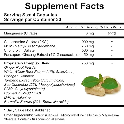 Amazon.com: Glucosamine, Chondroitin, MSM, Turmeric, Boswellia and Collagen Complex - Joint Pain Relief Supplement - Best Anti-Inflammatory & Mobility Pills ...