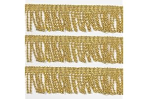 dlboboai Gold Fringe Tassel Trim Lace Polyester Macrame Tassel lace 10 Yards 42 mm Wide for Sewing Crafts Clothing Curtains Accessories Lampshade Home DIY Decoration (Gold, 42mm Wide)