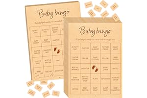 Baby Shower Bingo Game, 50 Bingo Cards Perforated Calling Cards Bingo Games for Baby Shower, Bridal Wedding Shower