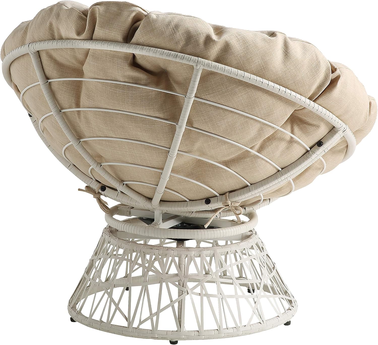OSP Home Furnishings Wicker Papasan Chair with 360-Degree Swivel, Cream Frame with Cream Cushion: Furniture & Decor