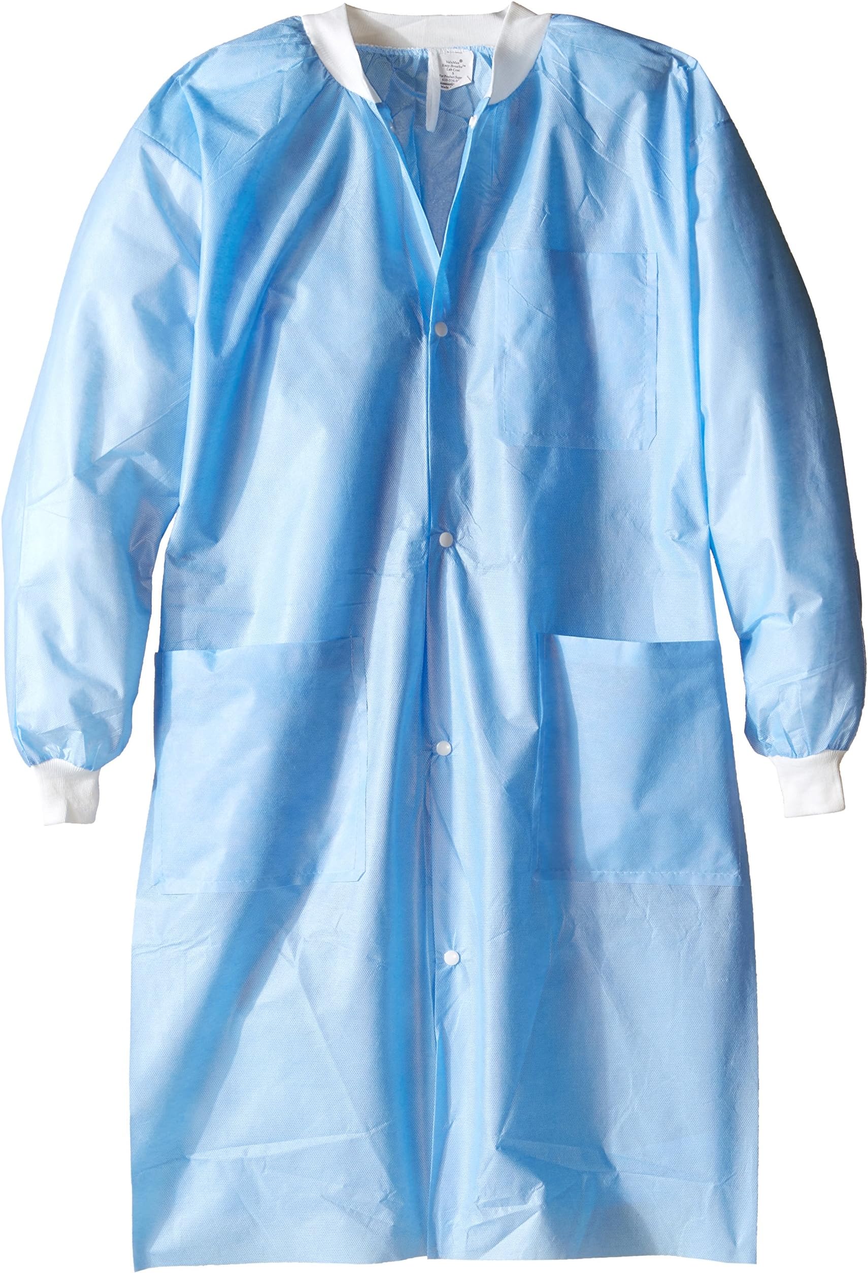 Platinumcode 61267LBS Snap Front Lab Coat, Static Free, 3 Layer Fabric, 3 Pockets, Latex-Free, Light Blue, Small (Pack of 10)