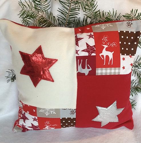 Coussin De Noel Rouge 40x40 Decoration De Noel Coussin De L Avent Bijou De Noel Cadeau Noel Pour Les Enfants Amazon Fr Handmade