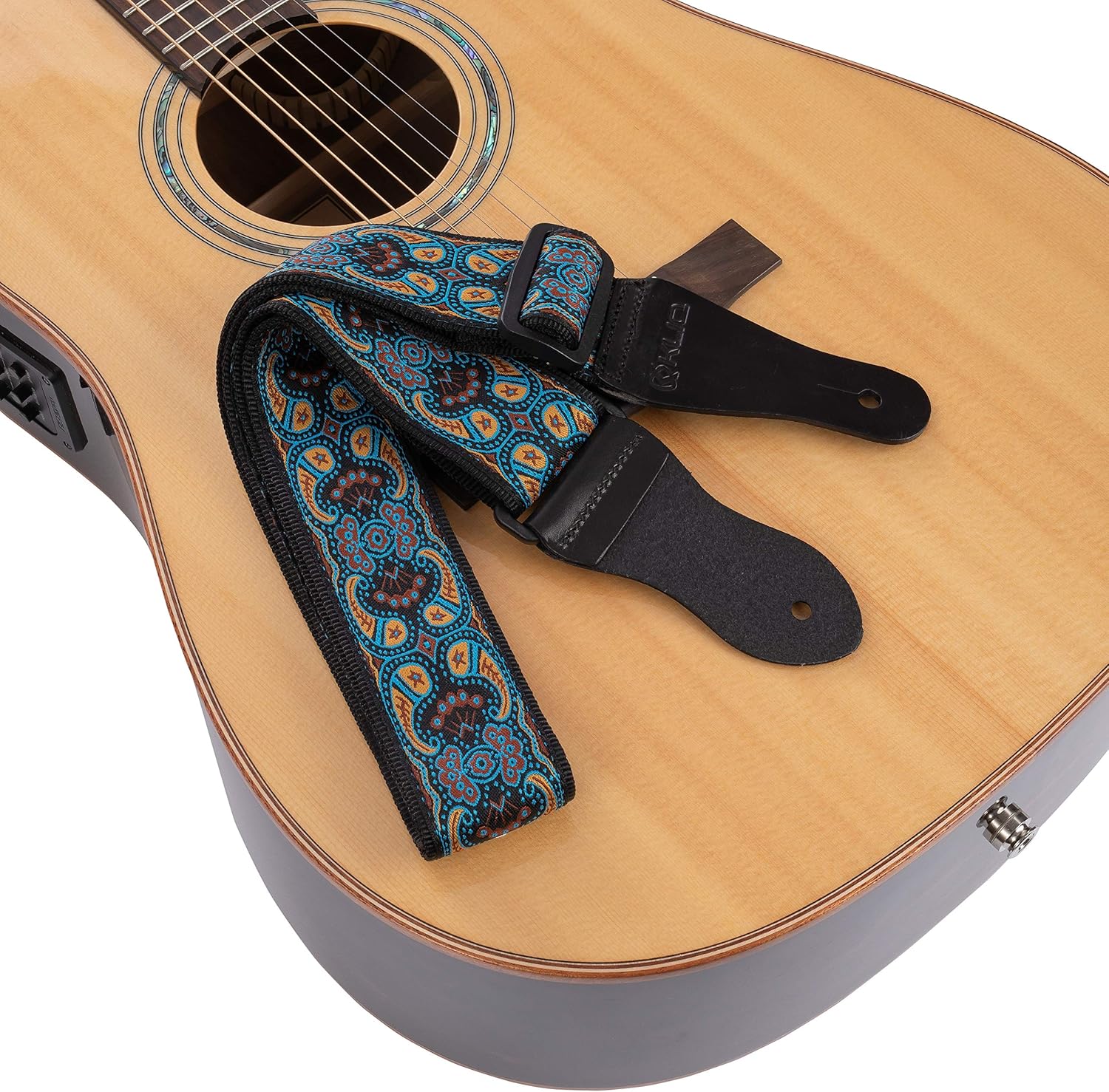 KLIQ Vintage Woven Guitar Strap for Acoustic and Electric Guitars + 2 Free Rubber Strap Locks, 2 Guitar Picks and 1 Lace - Image 3