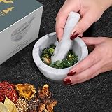 Silk Route Spice Company Solid Marble Mortar and Pestle view 2