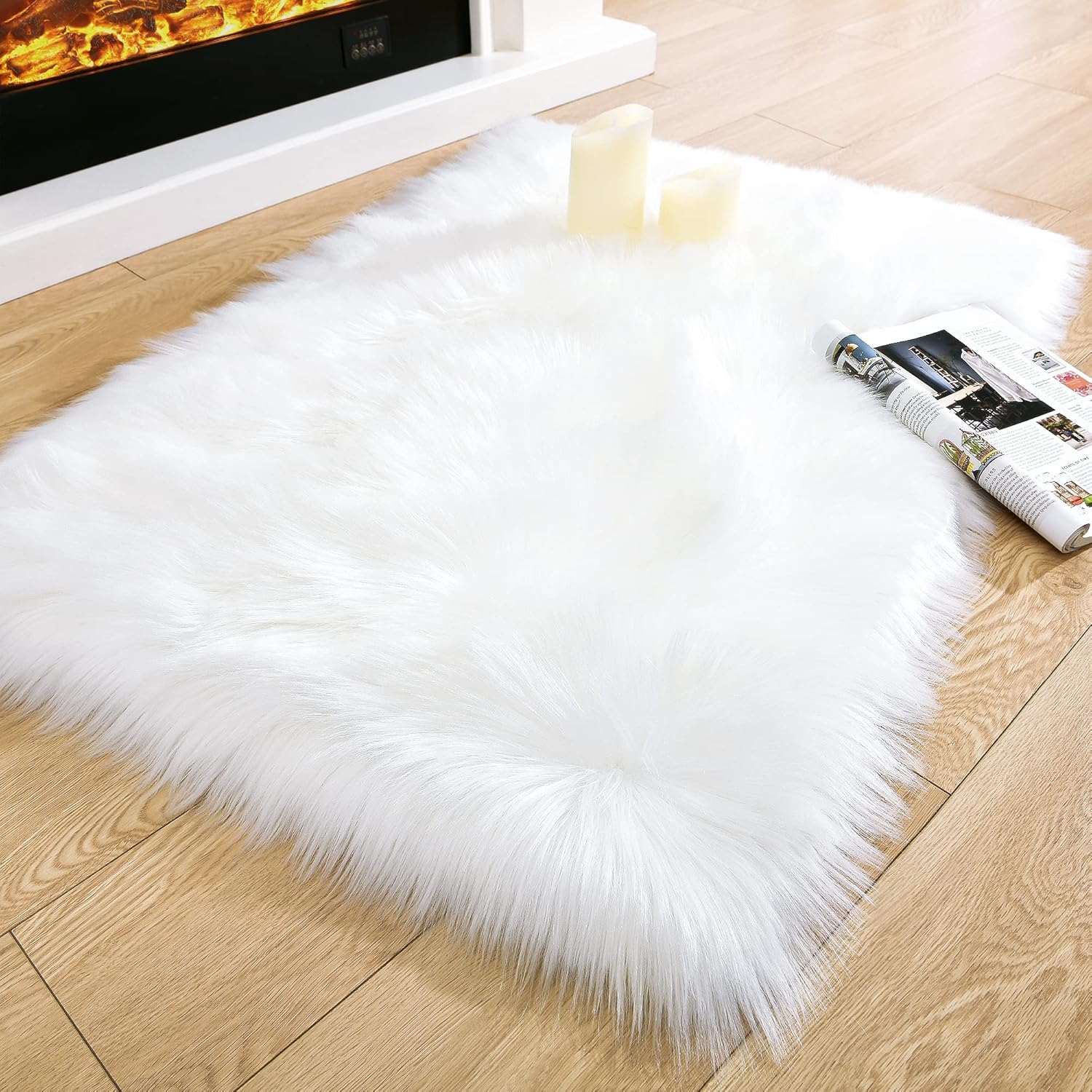 Rugs, Pads & Protectors - Noahas White Faux Fur Rug,Luxury Fluffy Rugs for Bedroom,2 x 3 Feet Washable Area Rugs,Sheepskin Bedroom Rug,Furry Carpet Small Shag Rug,Soft Throw Living Room,Kids Boys Girls Room Decor