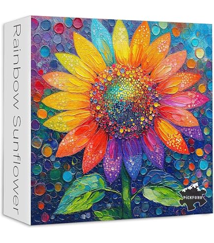 PICKFORU Sukkulenten-Puzzle 1000 Teile – Rundes Kunst-Puzzle Mit Bunten Blumen, Inkl. Poster & Buchstaben-Hilfe
