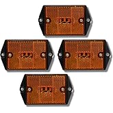 All Star Truck Parts Square Red/Amber 3-LED Marker Light Reflectorized Lens Surface Mount, 2-4/5" Rectangular Truck Trailer Towing Led Light Side Reflector Reflex Accessories (Amber, 4)