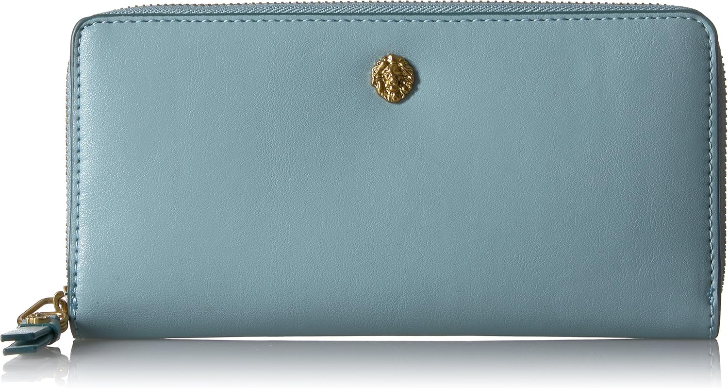 Anne Klein Women's Slim Zip Around Wallet, aqua, One Size Clothing