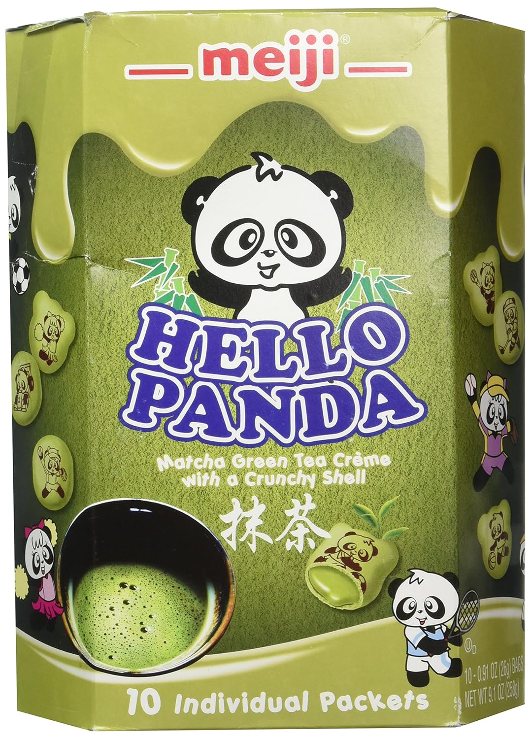 Meiji Hello Panda Matcha Creme Biscuit, 9.1 Ounce