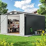 DAUSOLA 10x12 FT Outdoor Storage Shed, Metal Garden