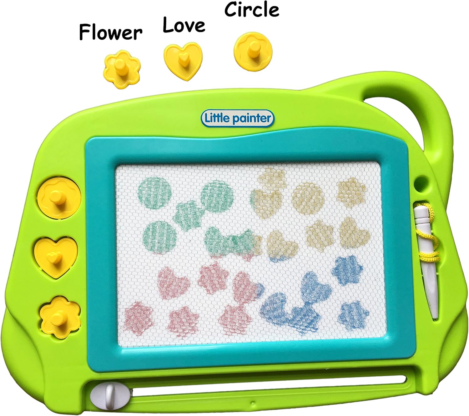 AiTuiTui Magnetic Drawing Board Mini Travel Doodle, Erasable Writing Sketch Colorful Pad Area Educational Learning Toy for Kid / Toddlers/ Babies with 3 Stamps and 1 Pen (Green): Toys & Games