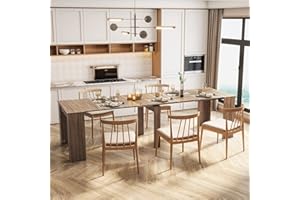 Boloni 20"-118" Extendable Dining Table for 2-12 People, Modern Transformer Table, Space-Saving Extra Long Folding Dining Table, Multifunctional Conference Meeting Table, Oak
