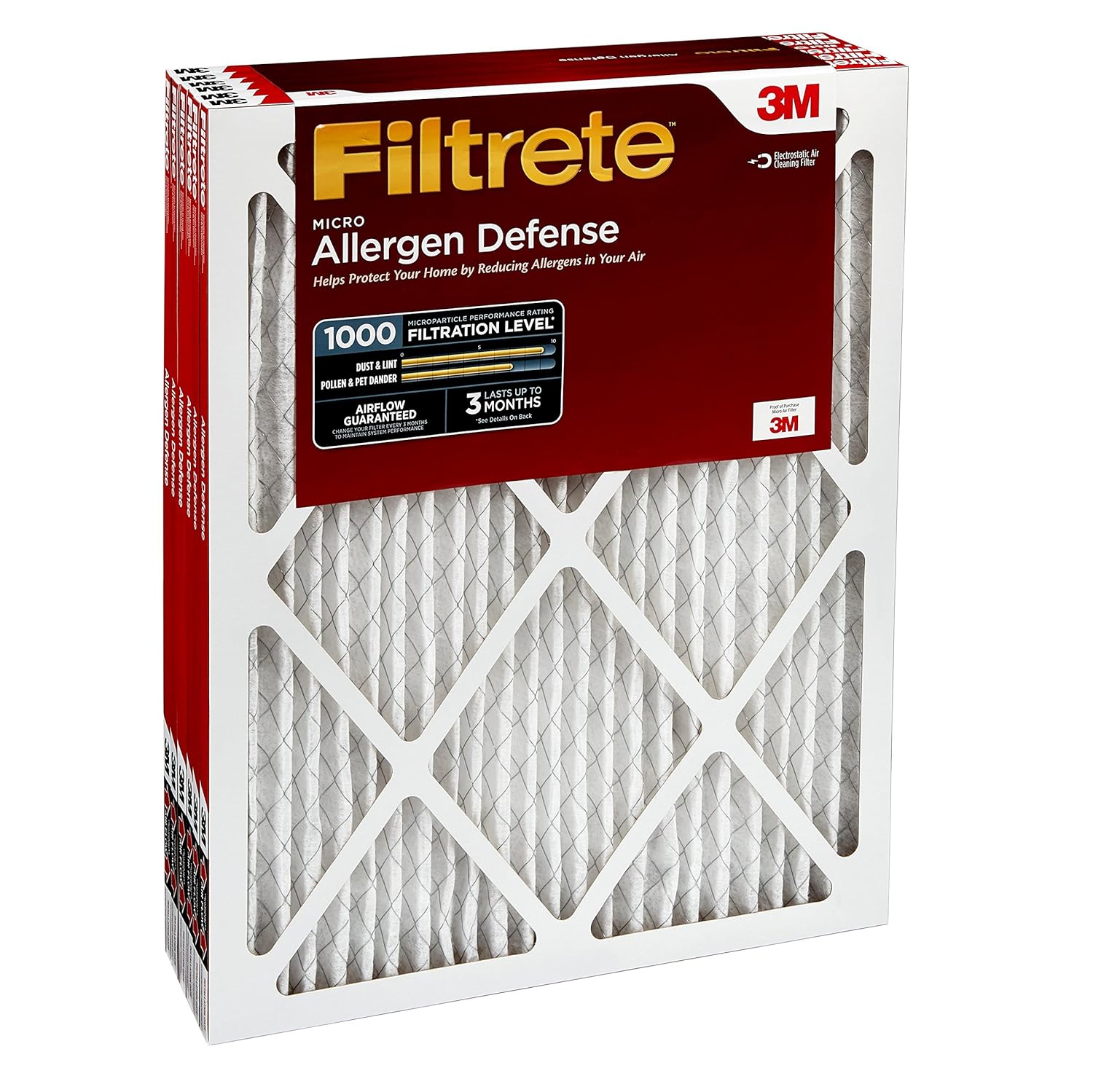 Filtrete 16x25x1, AC Furnace Air Filter, MPR 1000, Micro Allergen