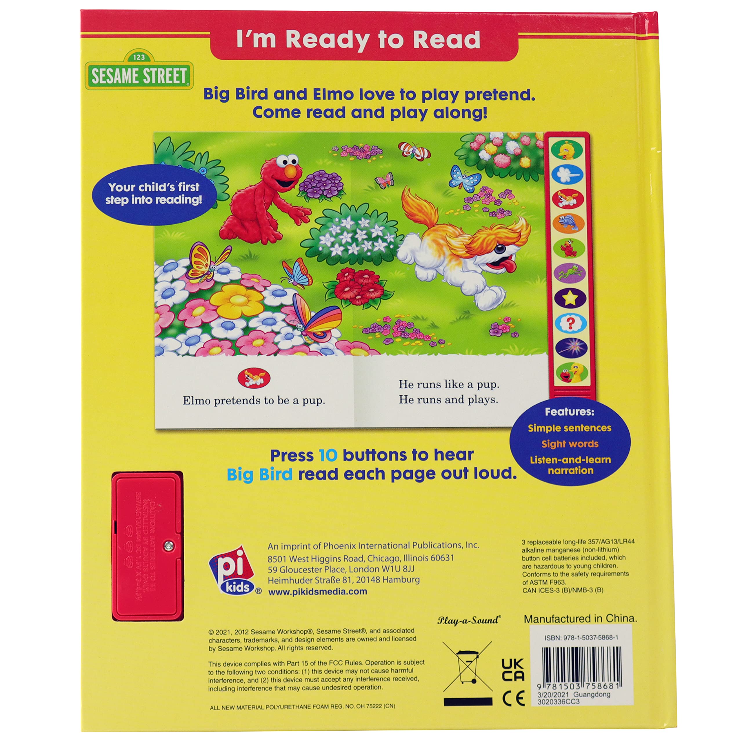 Sesame Street Elmo, Big Bird, and More! - I'm Ready to Read with Big Bird - Interactive Read-Along Sound Book - Great for Early Readers - PI Kids