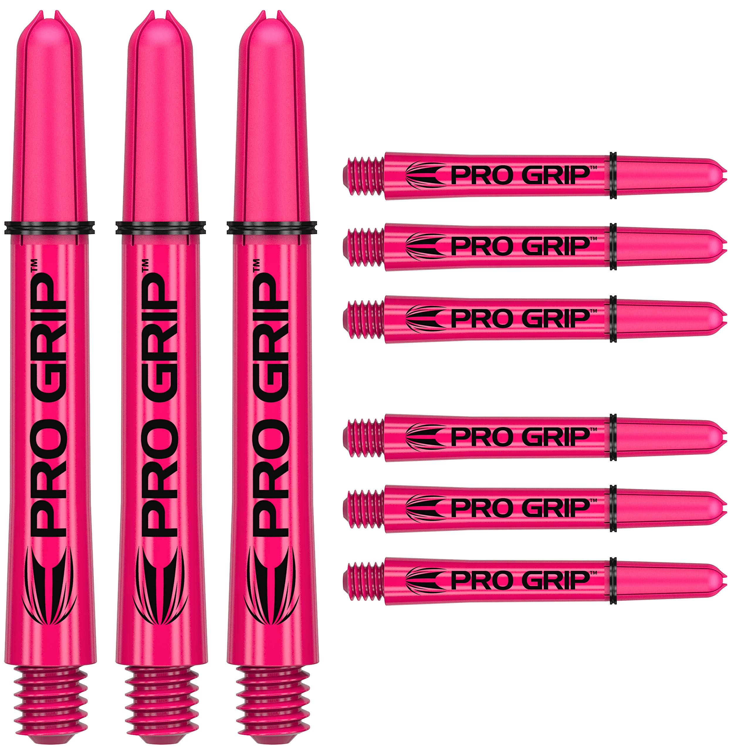 Target Darts Pro Grip Shafts – Set of 9 | Pink, Medium (48mm) | Dart Stems, Professional Darts Accessories, 2BA Shaft Multipack with Rings — image 1