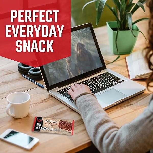 JACK LINK’S BEEF STRIPS, ORIGINAL, 1 COUNT – GREAT PROTEIN BAR, MEAT BAR WITH 8G OF PROTEIN AND 70 CALORIES, GLUTEN FREE, NO ADDED MSG OR NITRATES/NITRITES
