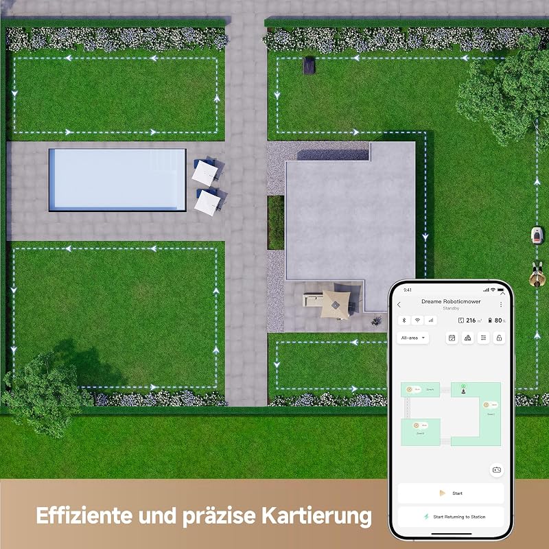 A1 Pro Mähroboter, Kabellose Einrichtung von Begrenzungen, 2000㎡