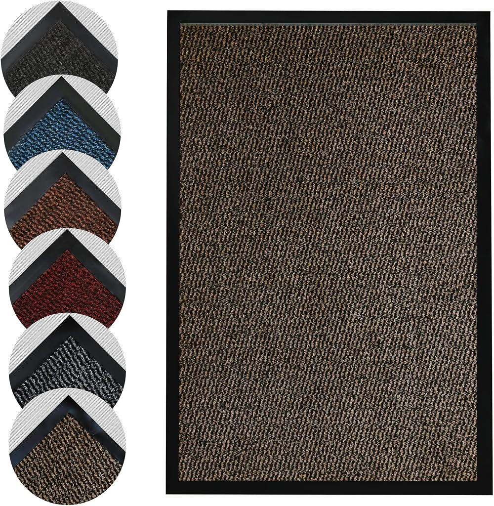 Homatz Indoor Outdoor Door Mat 60x80cm Grey Heavy Duty Rubber Non-Slip
