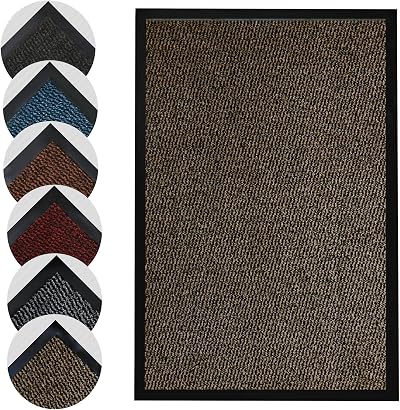 Homatz Indoor Outdoor Door Mat Heavy Duty Rubber 40x60cm Brown Non Slip