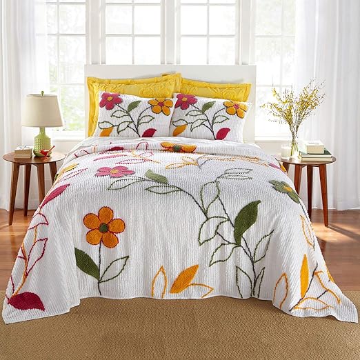 BrylaneHome Julie Floral Chenille Bedspread Full, Floral Multi Home & Kitchen