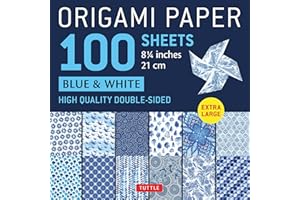 Origami Paper 100 sheets Blue & White 8 1/4 (21 cm): Extra Large Double-Sided Origami Sheets Printed with 12 Different Design