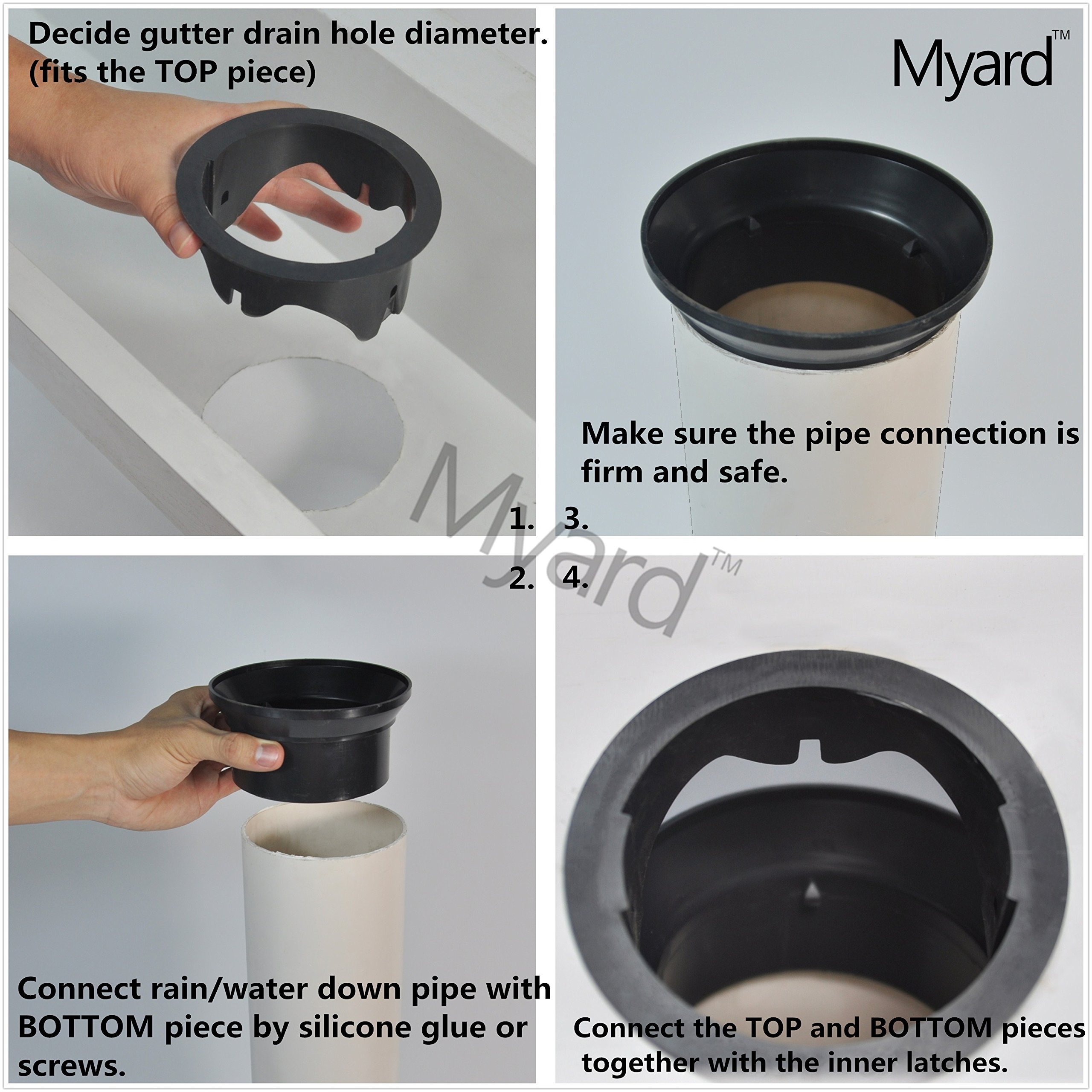Myard Gutter Downspout Adapter/Connector fits 3" (Schedule 40) PVC Rain