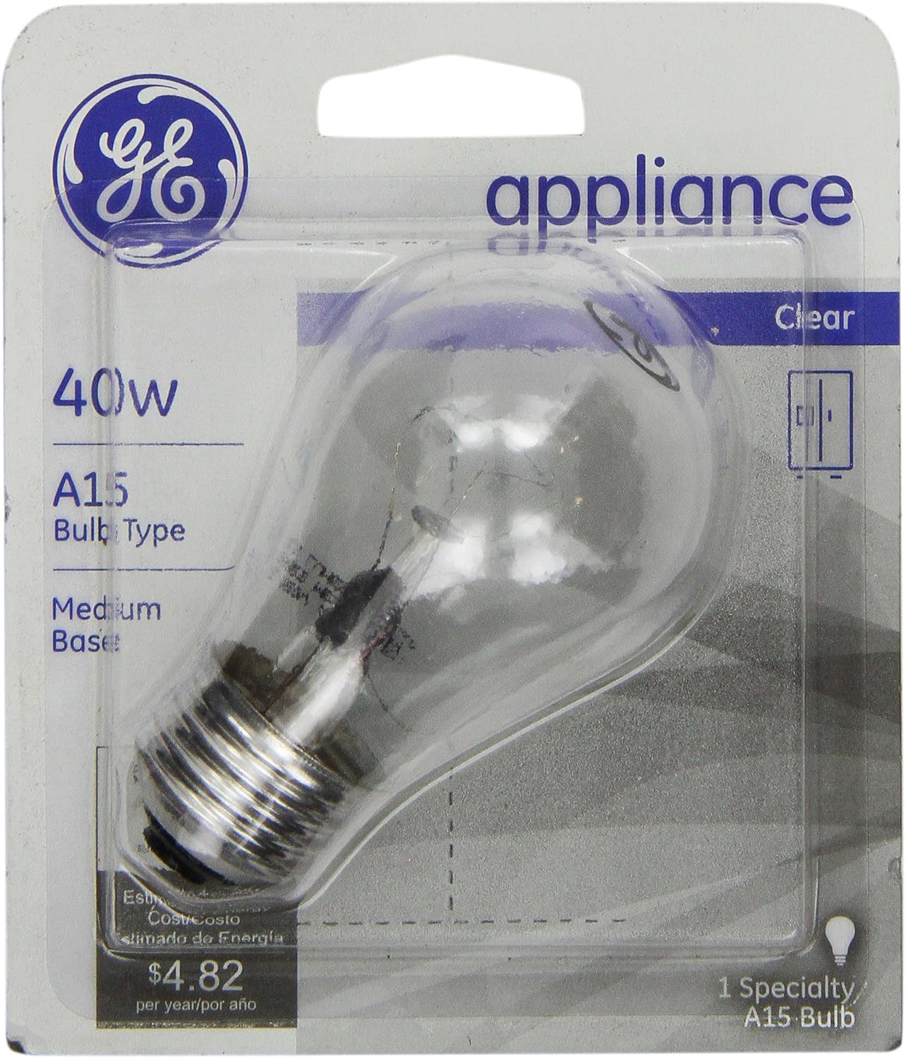 Ge Appliance Light Bulb 40 W 415 Lumens Med Base 31/2 In. Clear Carded