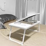 HOFLERA Laptop Desk Bed Table with Foldable Legs Cup Slot Reading Holder White view 5