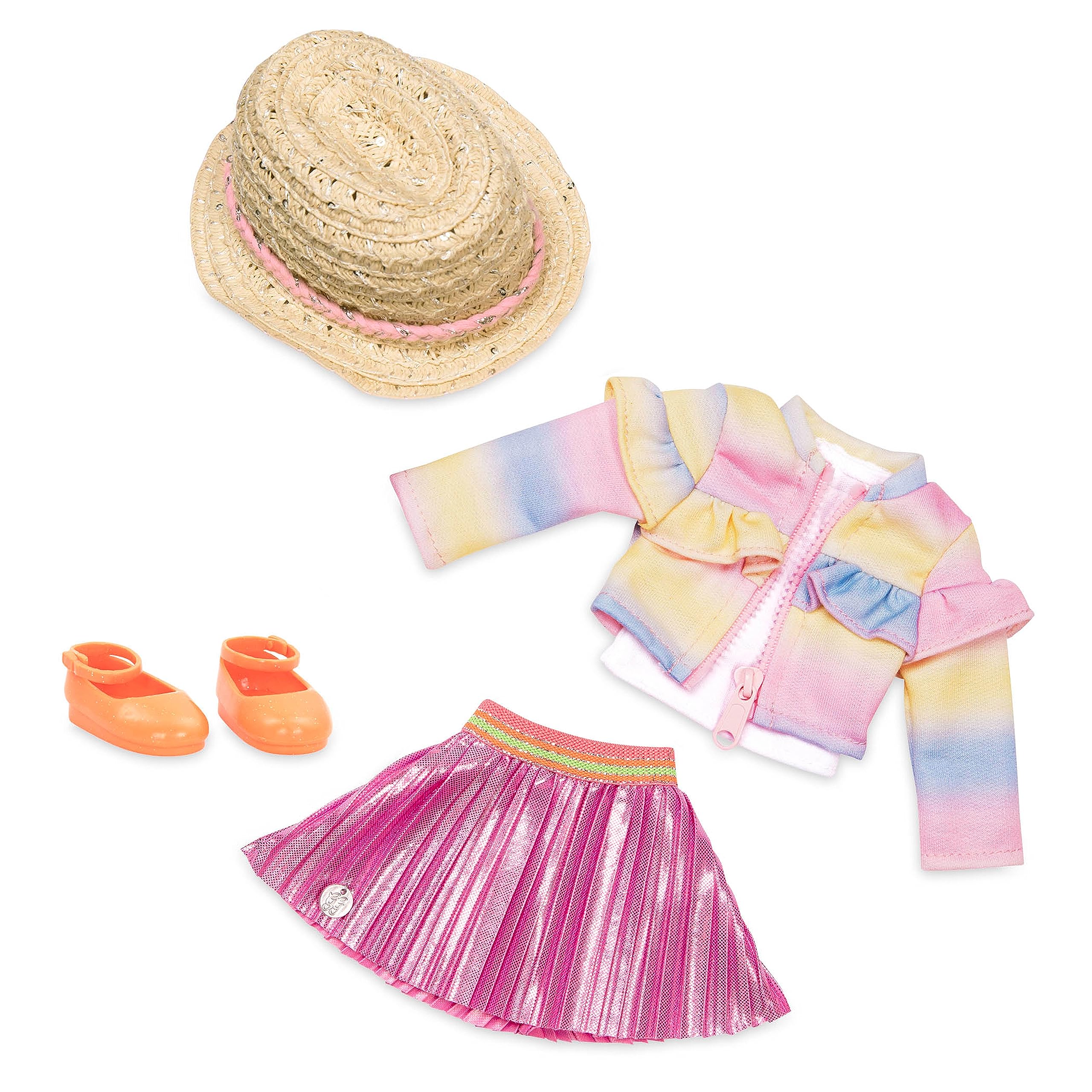 Glitter Girls – 14-Inch Doll Clothes– Cuties in Ruffles & Pleats Outfit– Rainbow Jacket, Skirt, Hat, & Glitter Shoes – 3+ Years – Children’s Toys