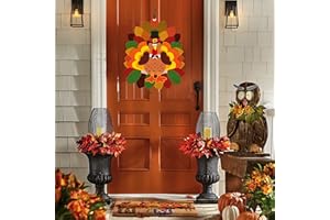 Caoekego Thanksgiving Decor Turkey Door Hanging 3D Fall Autumn Garden Farmhouse Sign Indoor and Outdoor Decoration 13 ×11.5 in