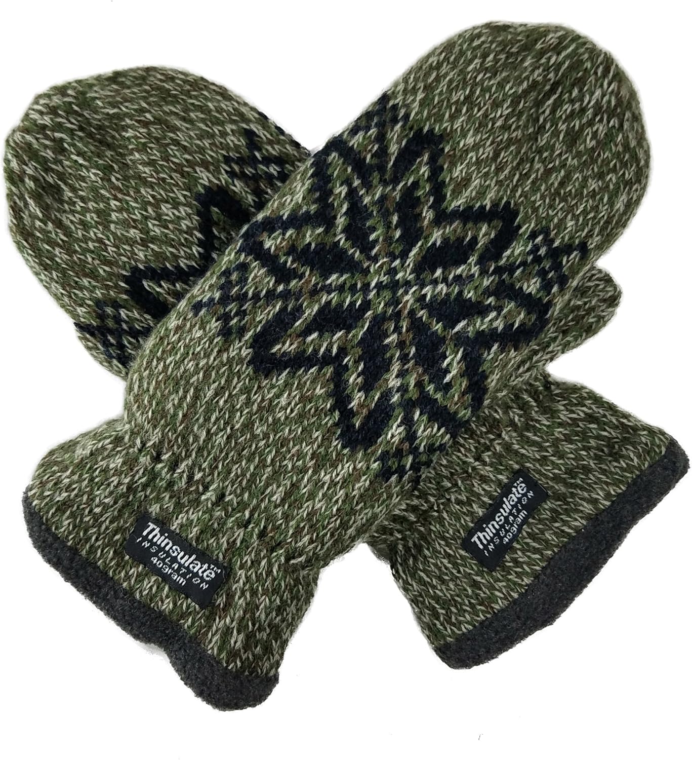Bruceriver Mens Snowflake Knit Mittens with Warm Thinsulate Fleece Lining at  Men’s Clothing store