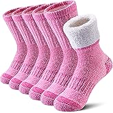 LINEMIN Kids Merino Wool Hiking Socks Boys Girls Winter Warm Thick Thermal Boot Thick Cushion Snowboarding Socks 3 Pairs