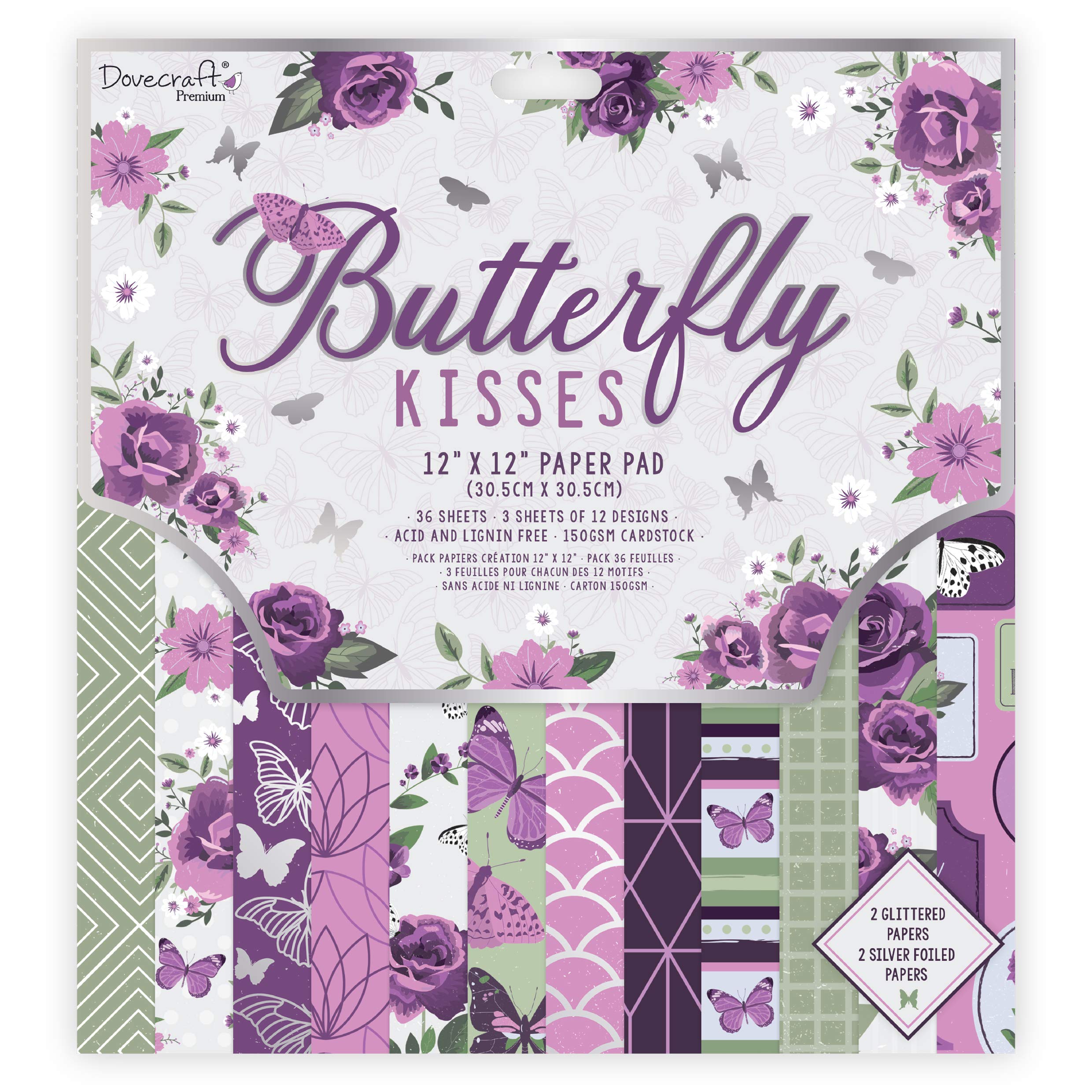 Dovecraft DCPAP166 Premium Butterfly Kisses FSC 12x12 Paper Pack, Multi, one Size