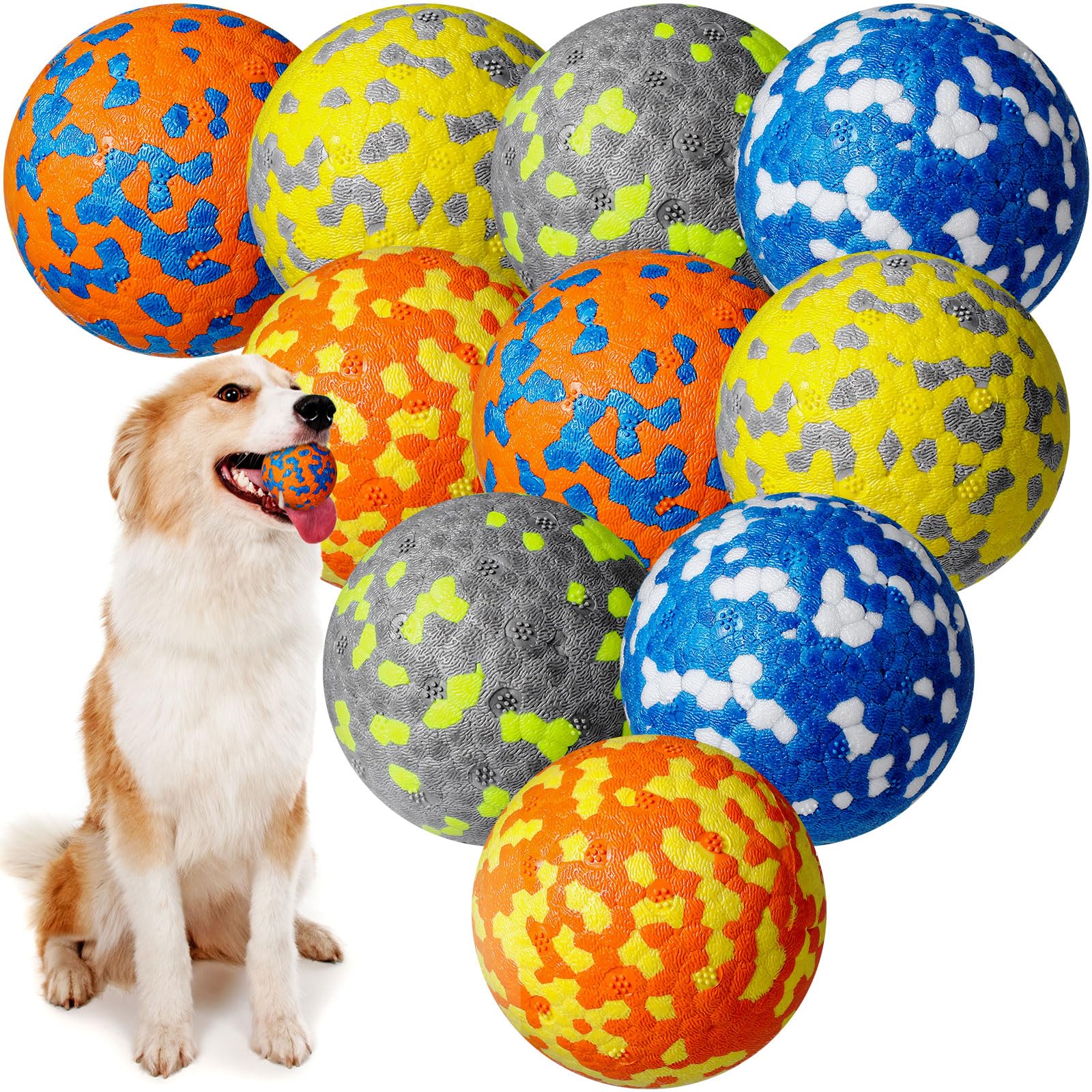 Photo 1 of Leyndo 10 Pack Dog Balls for Aggressive Chewers 2.5" Interactive Dog Tennis Ball Durable Teething Chew Toys Lightweight Floating Bouncy Balls for Fetch Game Large Medium Small Canine Puppies