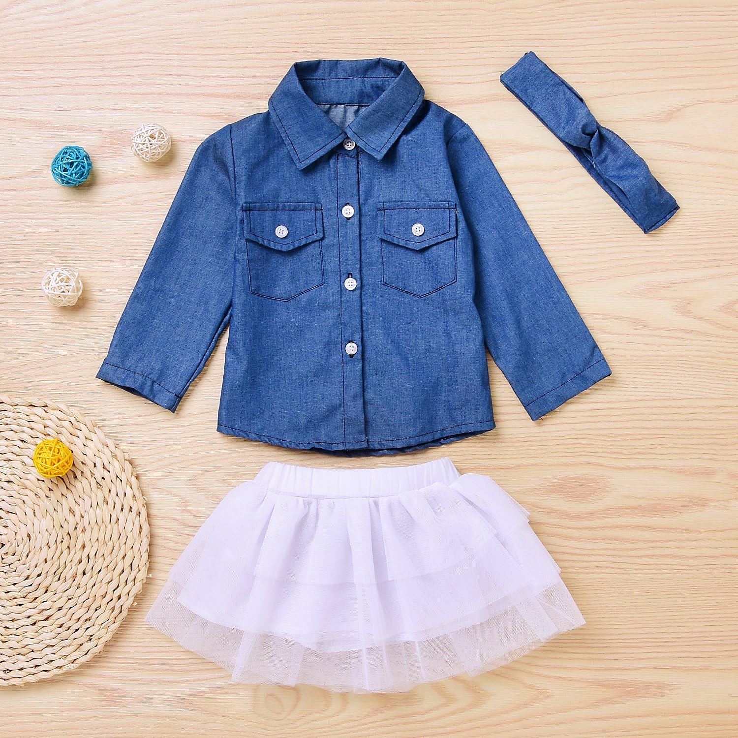 denim shirt and tutu skirt