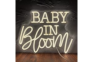 MANIMO Baby In Bloom Neon Signs for Wall Decor, Personalized LED Baby Shower Light up Welcome Sign, USB Powered for Bedroom Baby Room Club Bar Party Room Decor Aesthetic Wedding Birthday Party