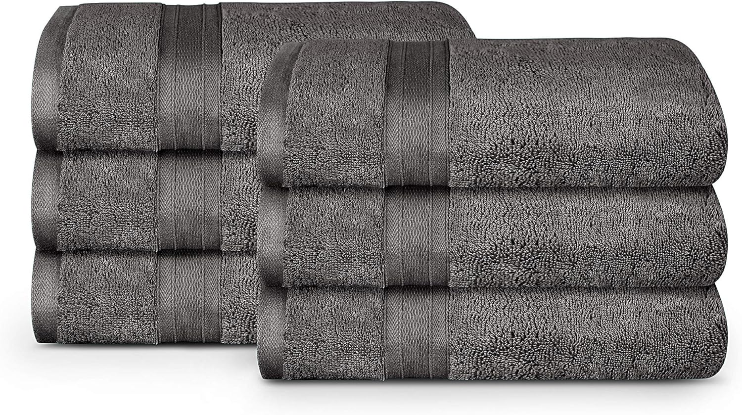 TRIDENT Wash Towel, 6 Piece Bathroom Towel, 100% Cotton, Highly Absorbent, Super Soft, Soft and Plush, 500 GSM (Charcoal): Kitchen & Dining