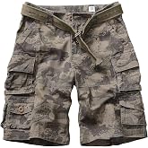 TRGPSG Cargo Short for Men Relaxed Fit Camo Shorts Outdoor Hiking Shorts Work Cotton Casual Shorts with 9 Pockets(No Belt)