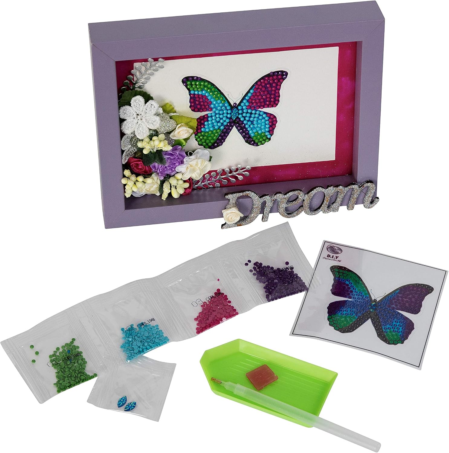 Crystal Art Disco Butterfly Crystal Art DIY Motif Sticker Kit 9x9cm - Image 3
