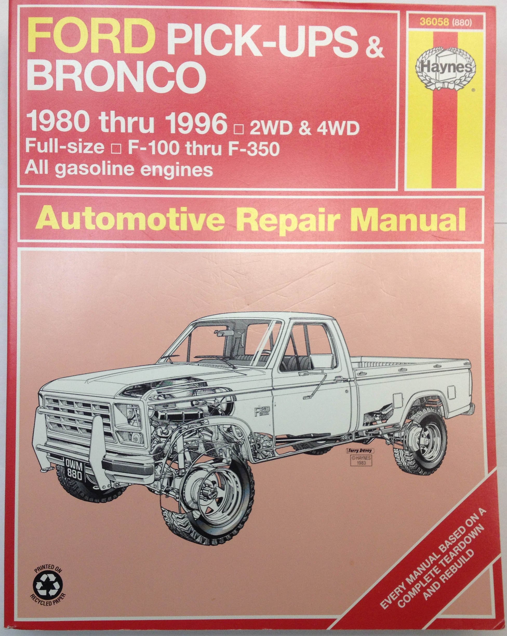 Haynes Ford Pickup & Bronco 1980-95 (Hayne's Automotive Repair Manual)  Paperback – January, 1996 Paperback – 1605