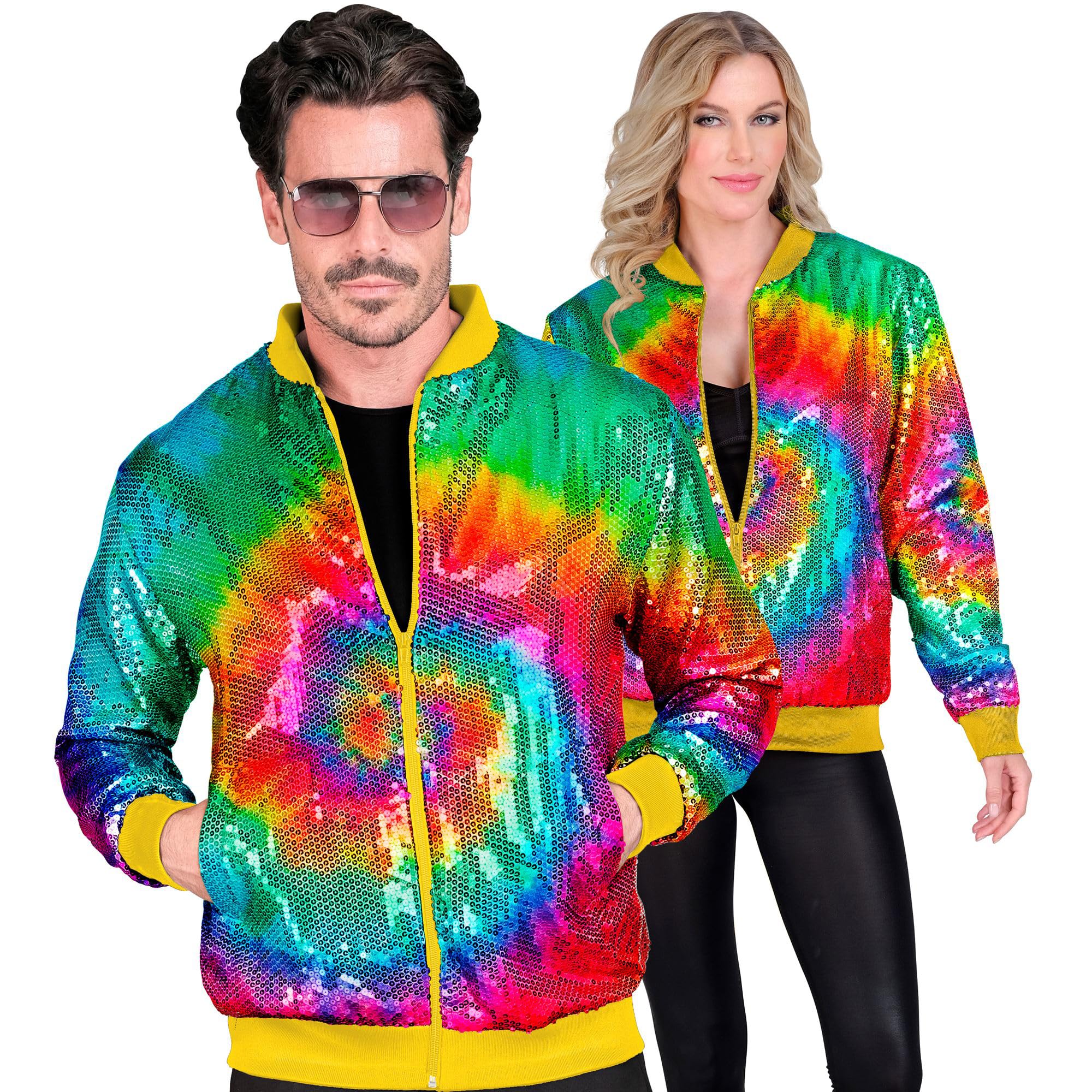 Widmann - Party Fashion Rainbow Sequin Bomber Jacket Vest Party Outfit Disco